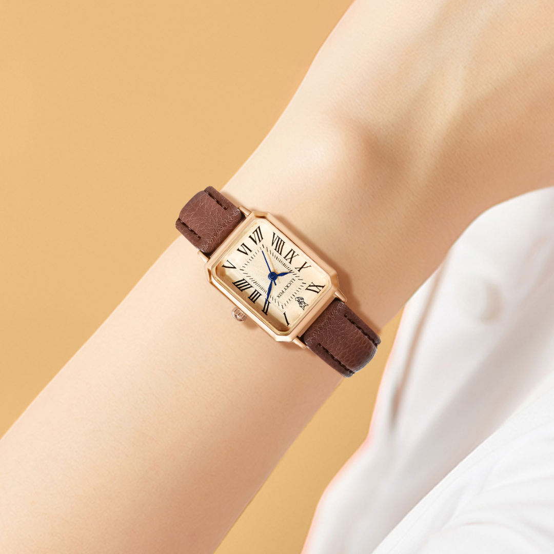 Arlène | Montre Carrée Bracelet Cuir