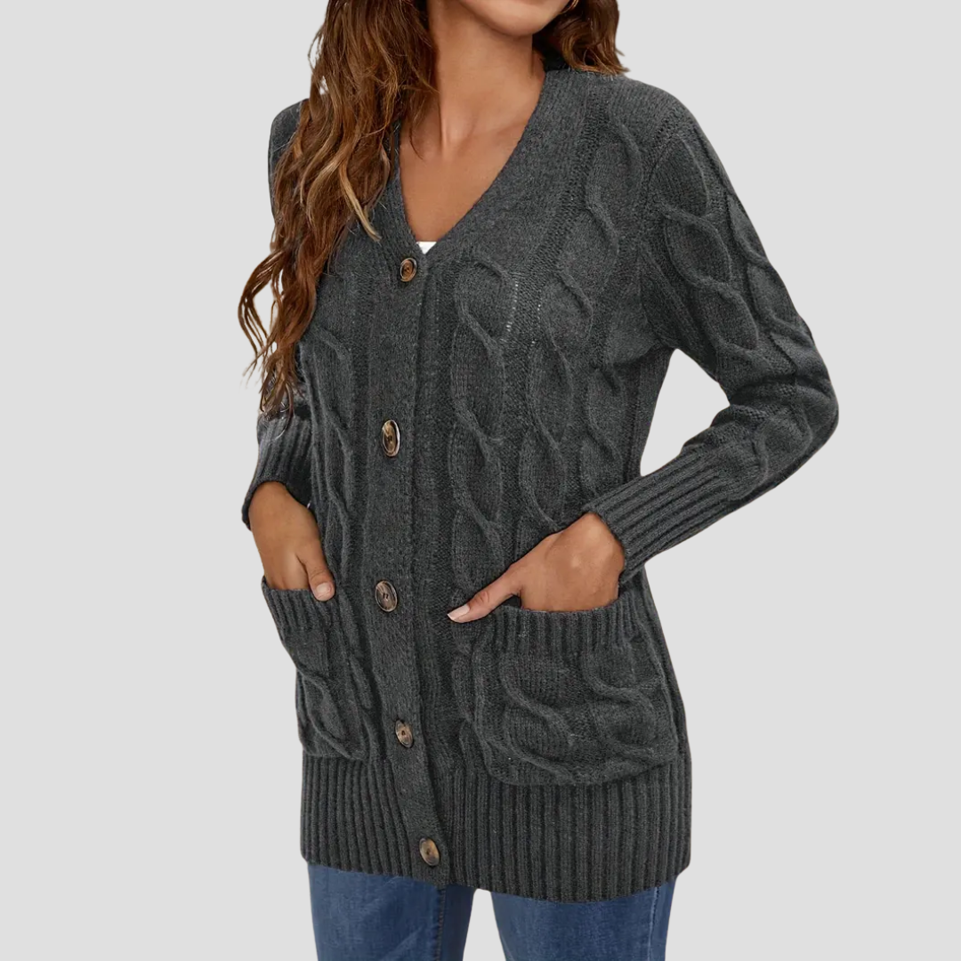 Ludivine | Cardigan Long Torsadé Élégant