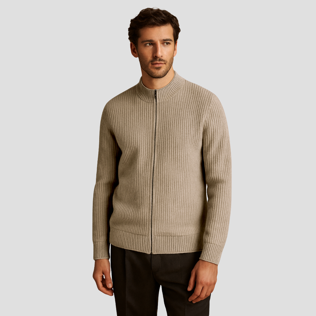 Aymeric | Cardigan Zippé Côtelé