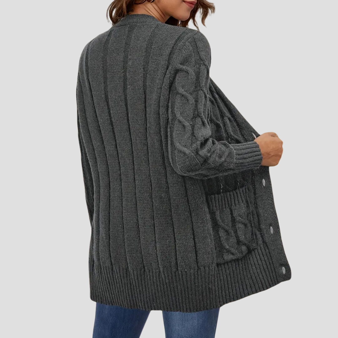 Ludivine | Cardigan Long Torsadé Élégant