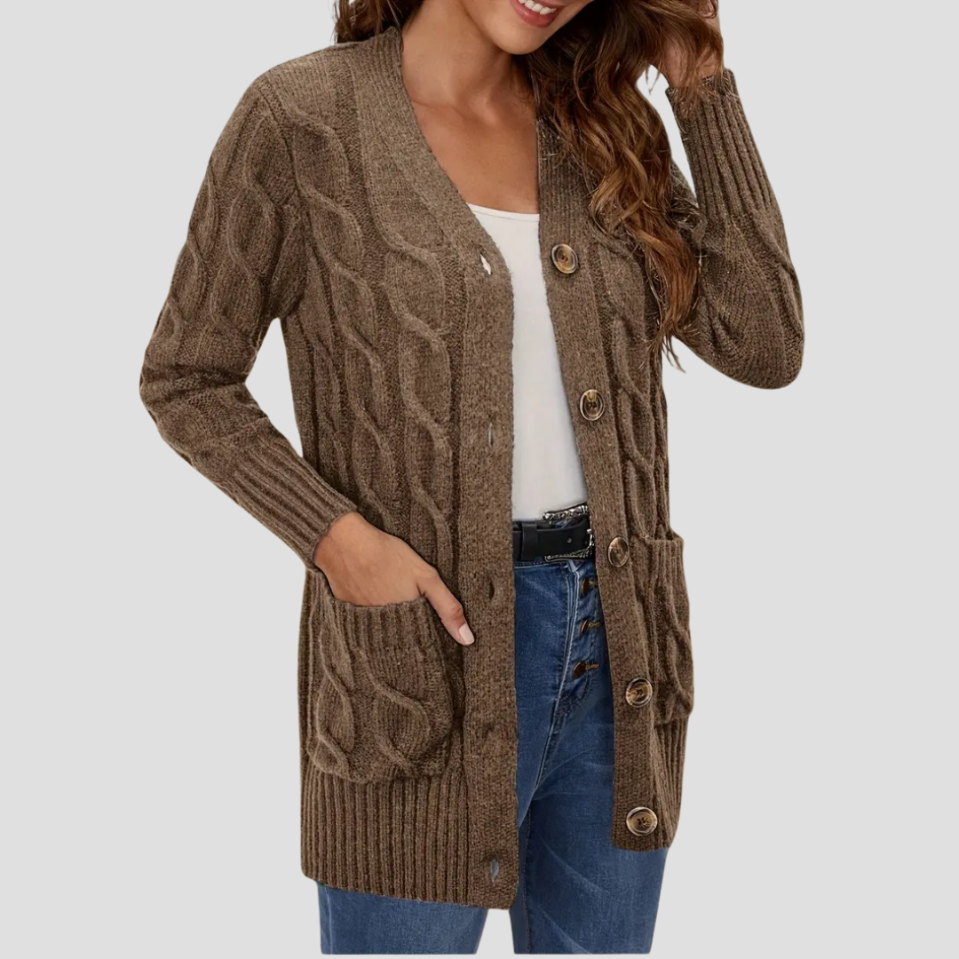 Ludivine | Cardigan Long Torsadé Élégant