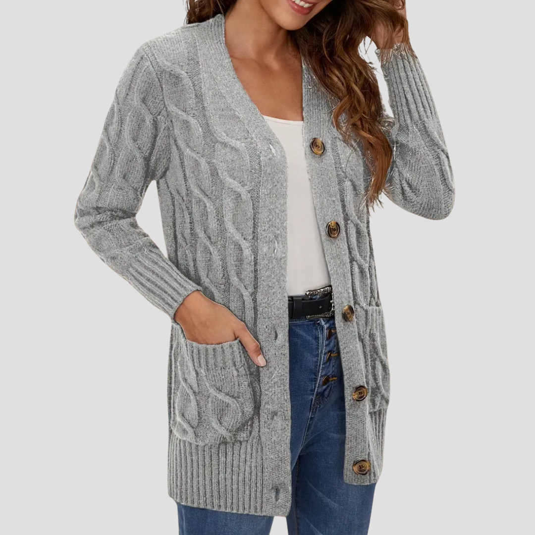 Ludivine | Cardigan Long Torsadé Élégant