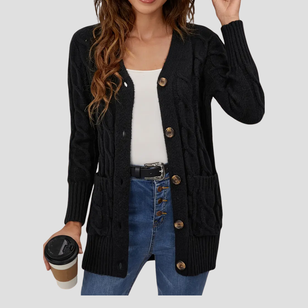 Ludivine | Cardigan Long Torsadé Élégant