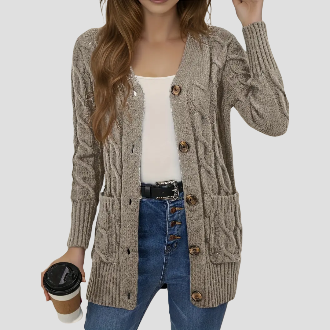 Ludivine | Cardigan Long Torsadé Élégant