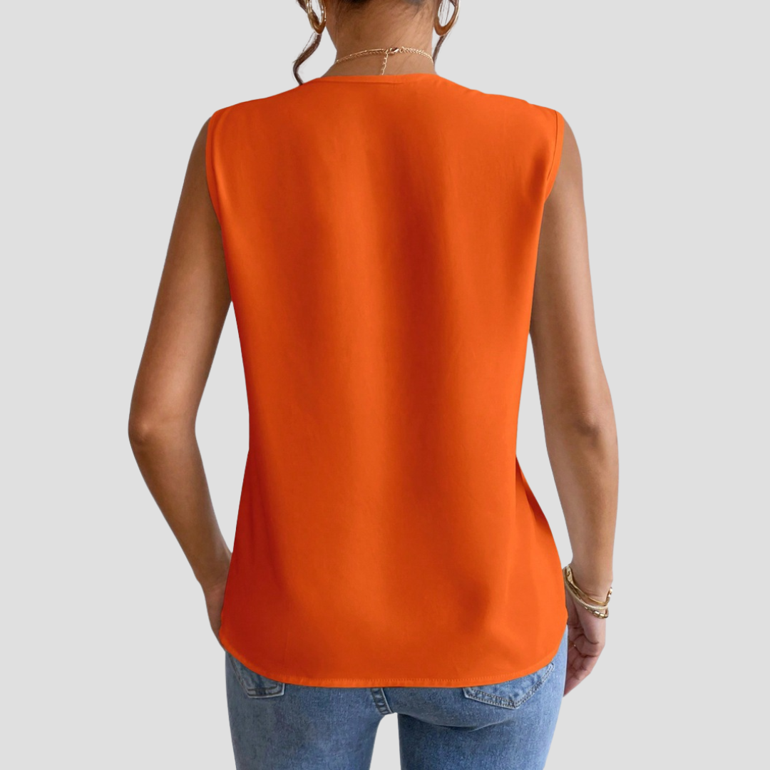 Cléa | Blouse Sans Manches Col Plissé