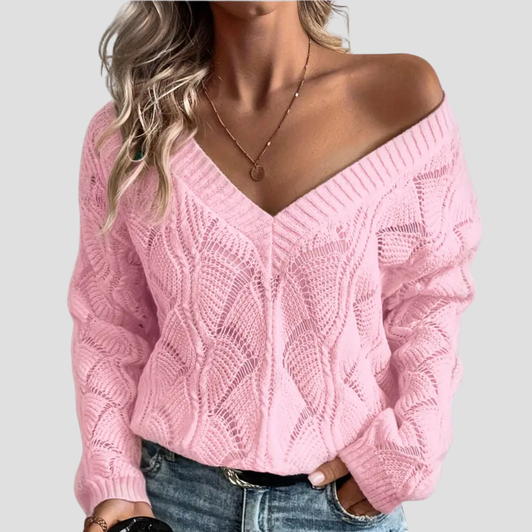Solène | Pull Col V Tricoté