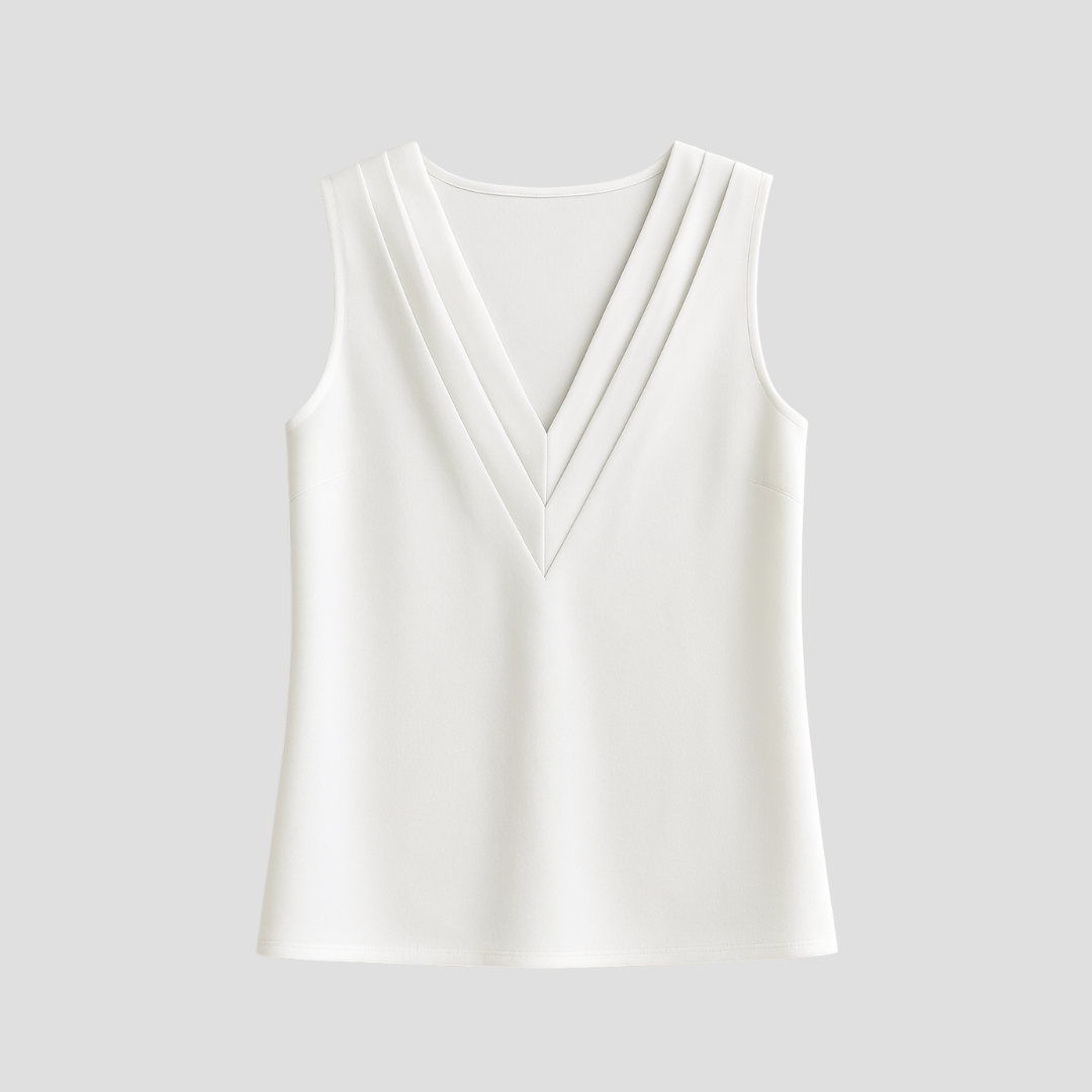Cléa | Blouse Sans Manches Col Plissé