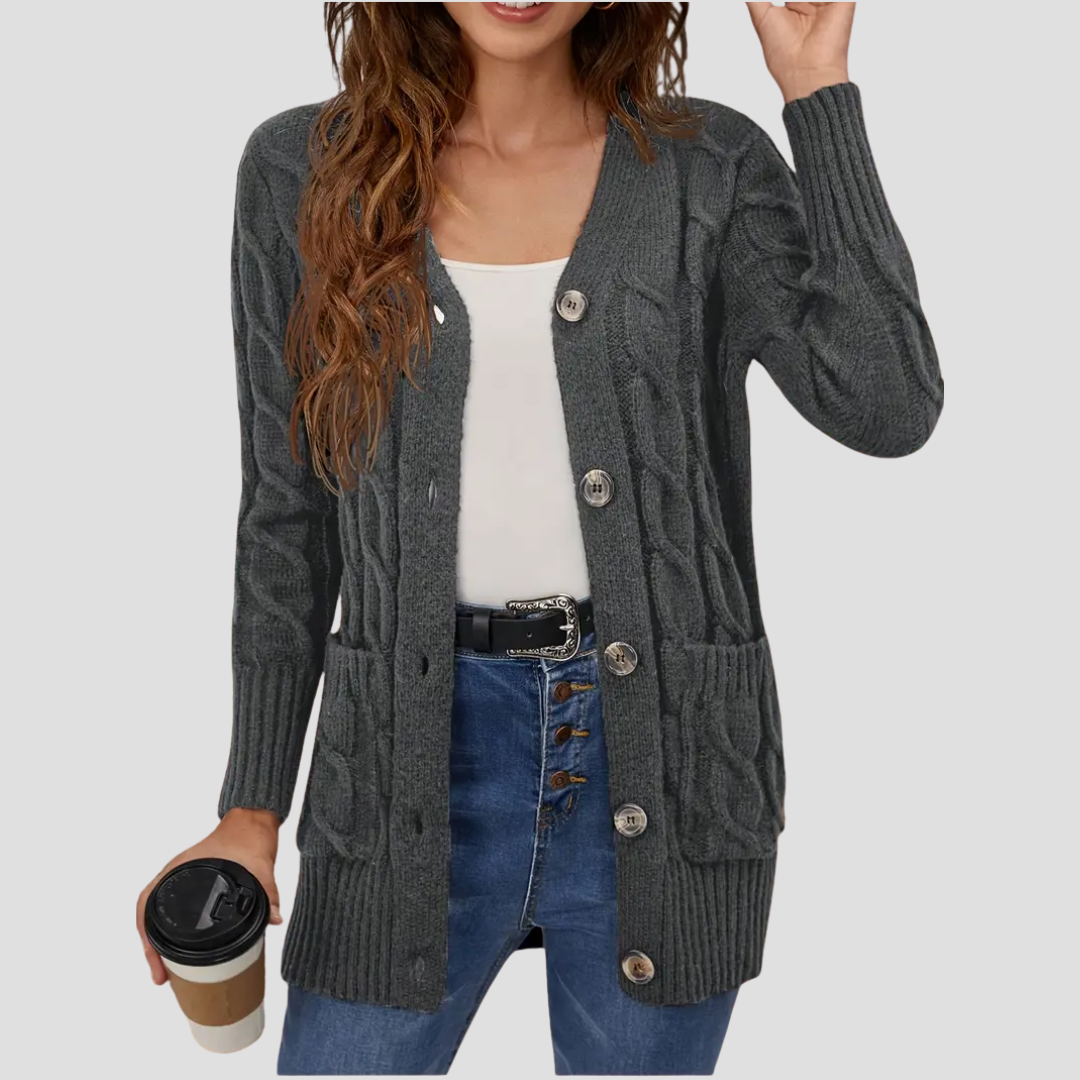 Ludivine | Cardigan Long Torsadé Élégant