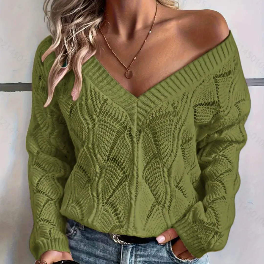 Solène | Pull Col V Tricoté