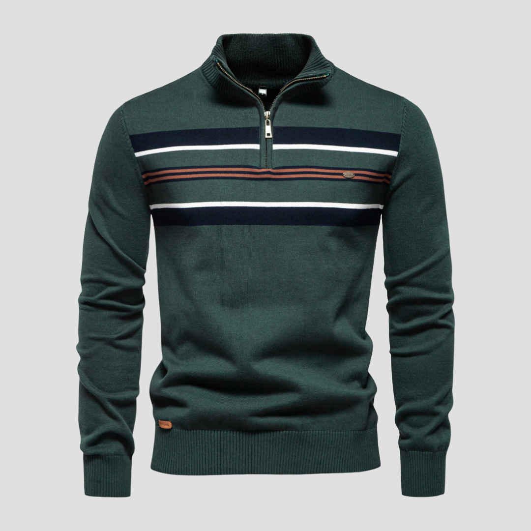 Thibault | Pull Demi-Zippé Rayé