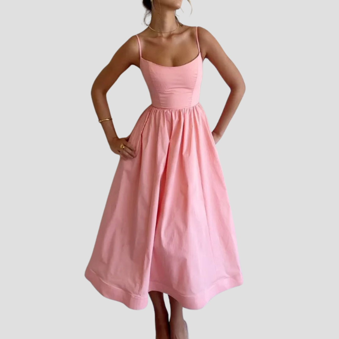 Adélise | Robe Midi à Bretelles Fines
