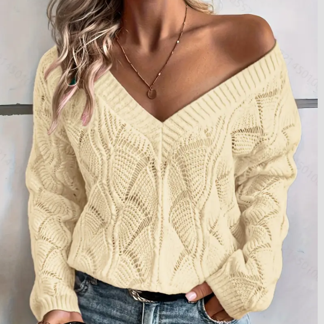Solène | Pull Col V Tricoté