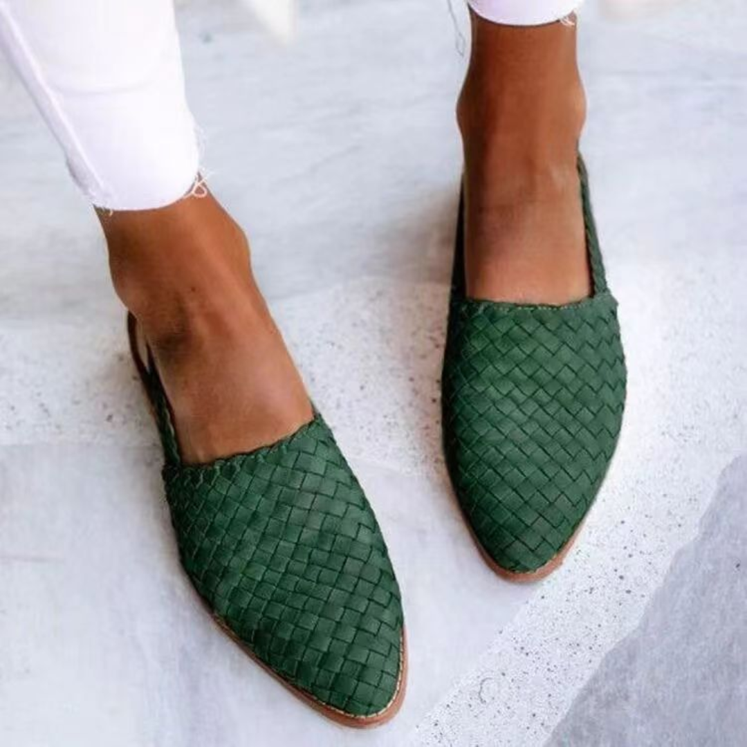 Élire | Sandales Plates en Cuir Tressé