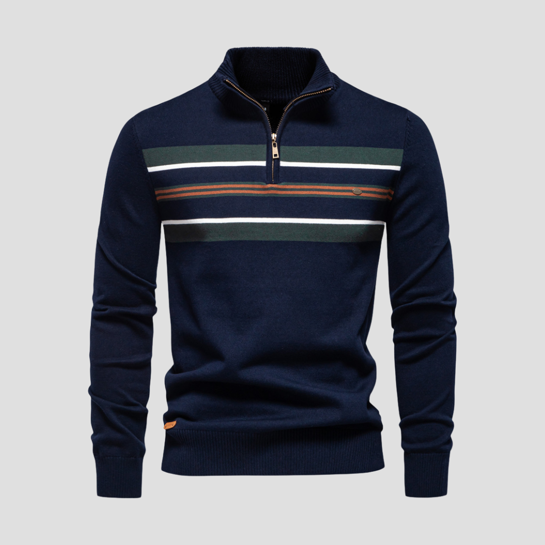 Thibault | Pull Demi-Zippé Rayé