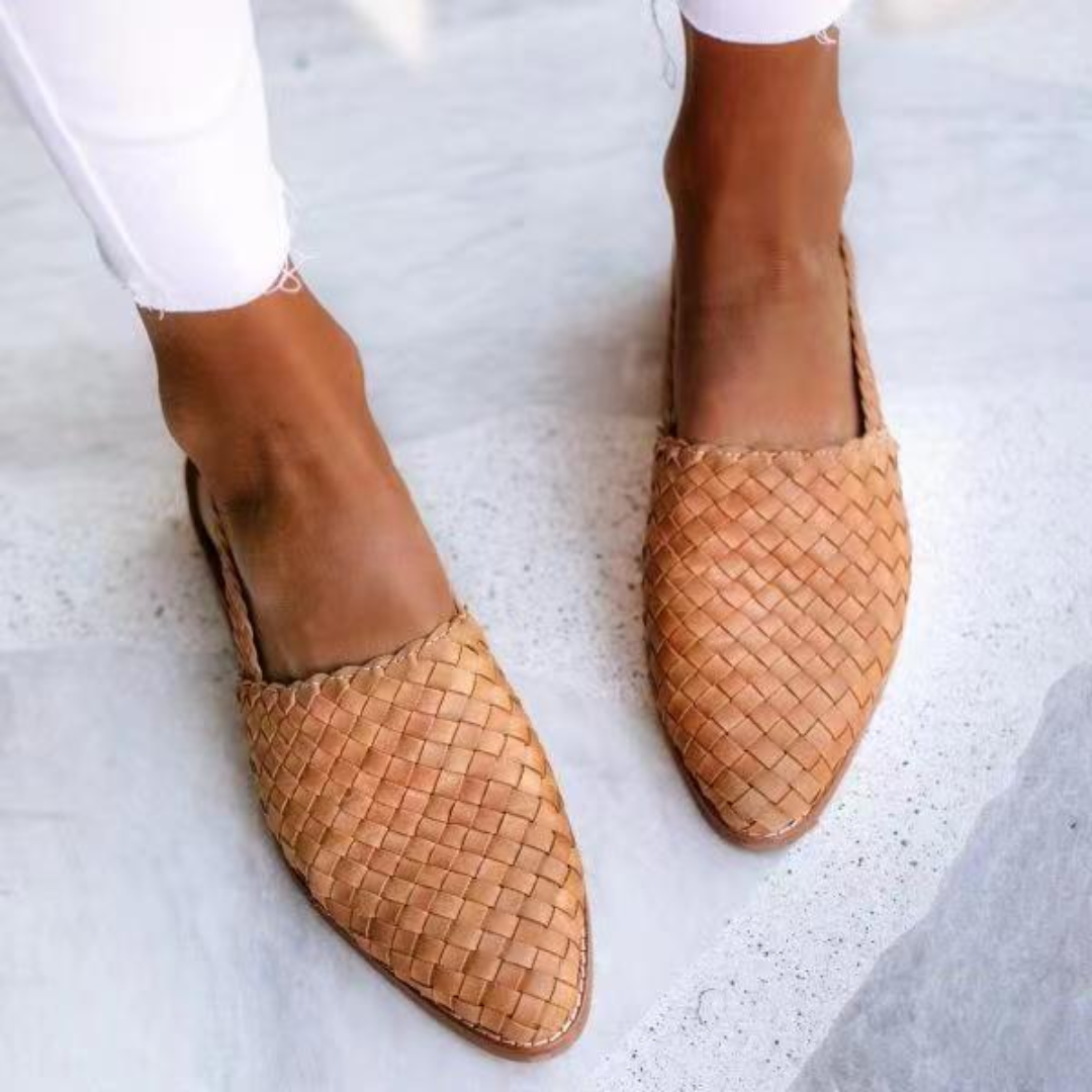 Élire | Sandales Plates en Cuir Tressé