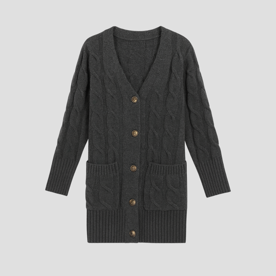 Ludivine | Cardigan Long Torsadé Élégant